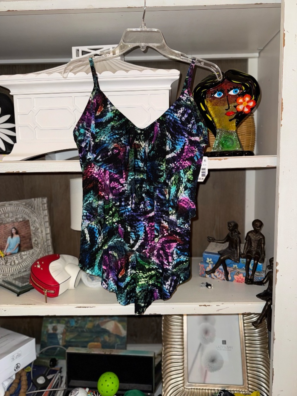 magicsuit tankini rita swim top black multi sz 12 nwt - Picture 3 of 6
